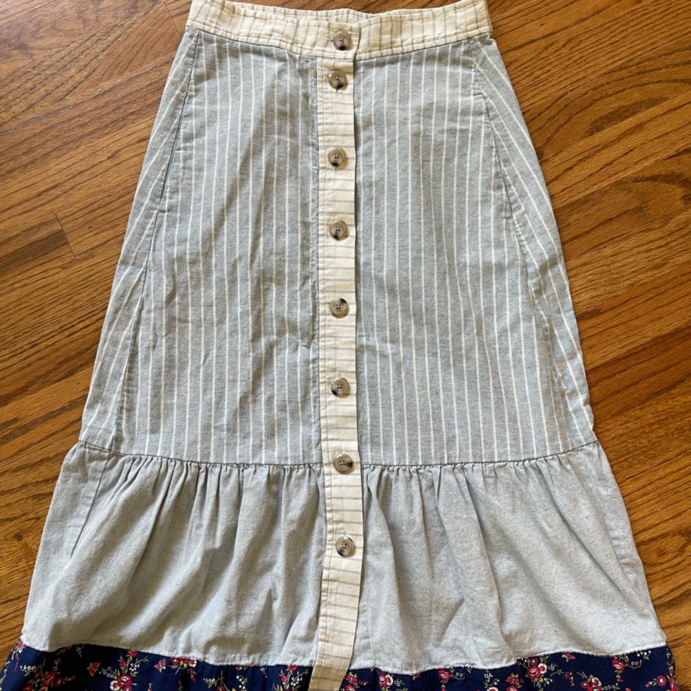 Madewell X The New Denim Project Patchwork Midi Skirt